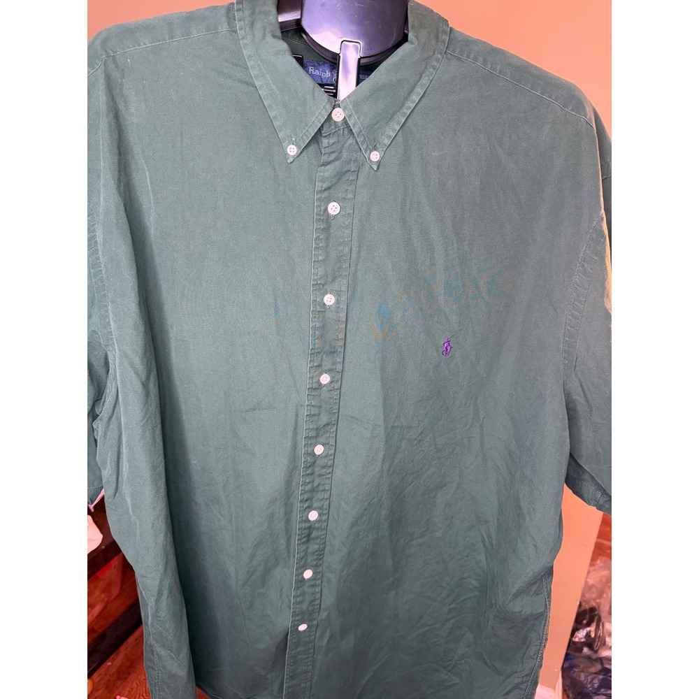 Polo Ralph Lauren Shirt Mens 3XLT Green Short Sleeve Classic Fit Button Down